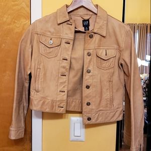 GAP Short-Cut Tan Leather Jacket